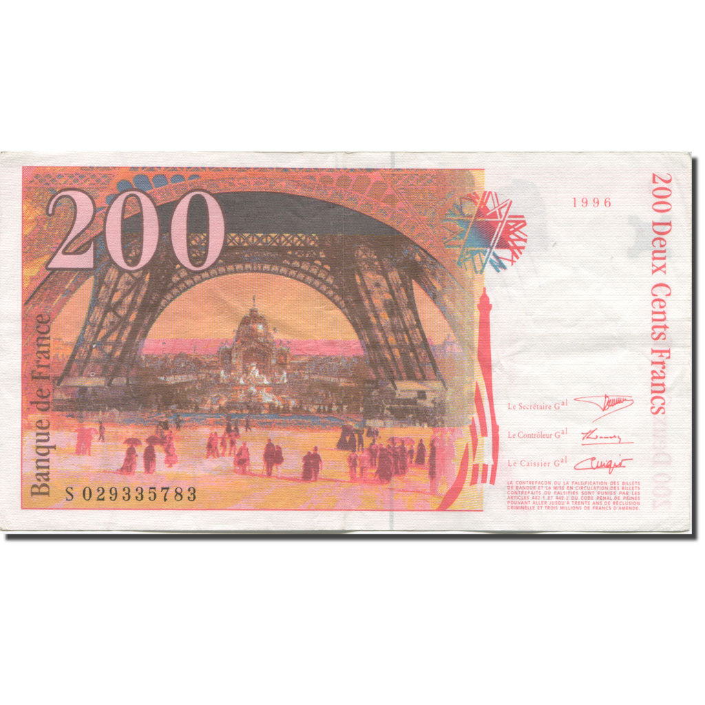 Frankreich, 200 Francs, Eiffel, 1996, S+, Fayette:75.02, KM:159a