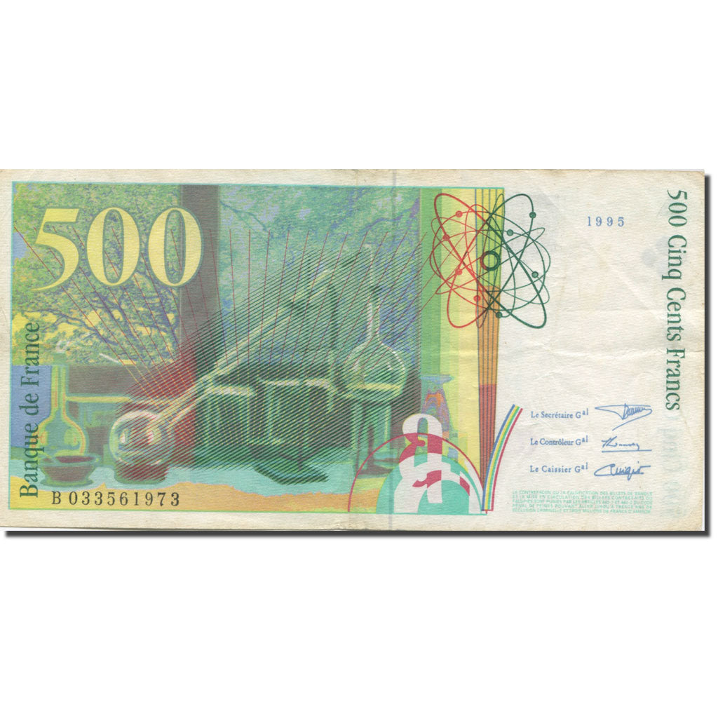 France, 500 Francs, Pierre et Marie Curie, 1995, VF(20-25), Fayette:76.02