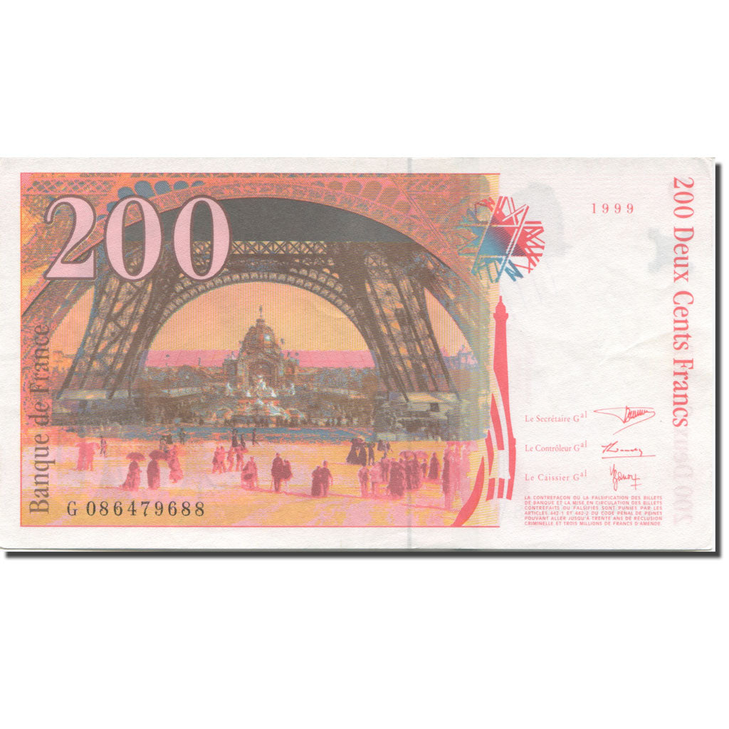 Francia, 200 Francs, Eiffel, 1999, SPL-, Fayette:75.5, KM:159c