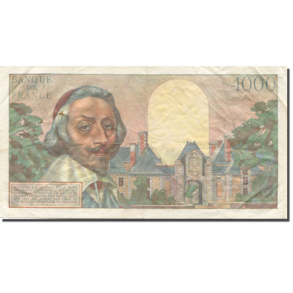 Francia, 1000 Francs, Richelieu, 1955, 1955-09-01, MB, Fayette:42.15, KM:134a