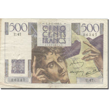 França, 500 Francs, Chateaubriand, 1945-11-07, 1945-11-07, VF(20-25)