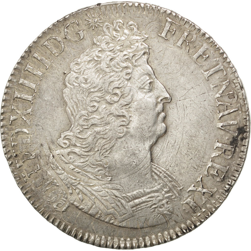 FRANCE, Écu aux insignes, ECU, 1701, Paris, KM #329.1, EF(40-45), Silver, ...