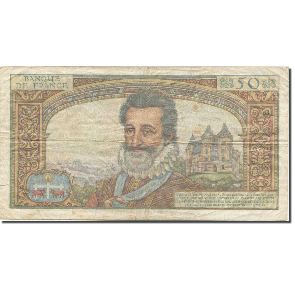 Frankrijk, 50 Nouveaux Francs, Henri IV, 1959, 1959-07-02, B+, Fayette:58.02