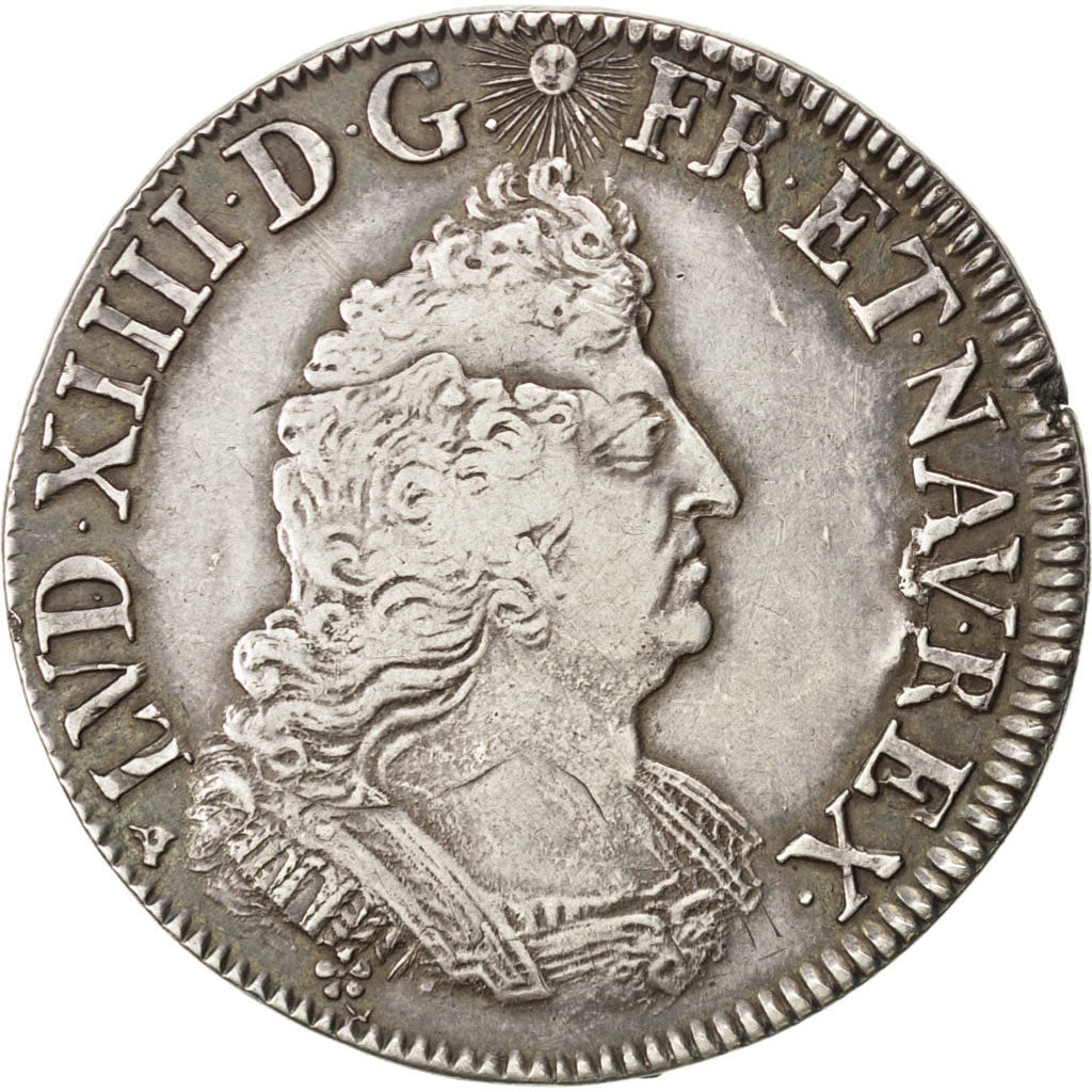 FRANCE, 1/2 Écu aux palmes, 1/2 ECU, 1695, Strasbourg, KM #295.4, EF(40-45), ...