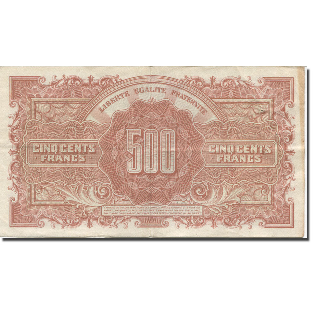 Francia, 500 Francs, Marianne, 1945, 1945-06-04, BC, Fayette:VF11.02, KM:106