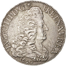 Moneta, Francia, Louis XIV, 1/2 Écu aux 8 L, 1/2 Ecu, 1690, Tours, BB+