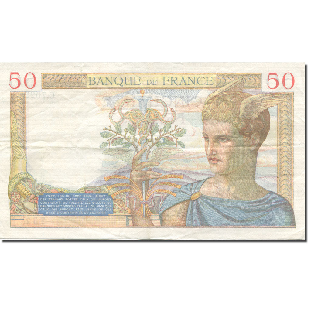 Frankrijk, 50 Francs, Cérès, 1933, 1937-11-04, TTB, Fayette:18.4, KM:85b