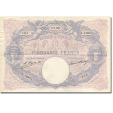 France, 50 Francs, Bleu et Rose, 1889, 1926-09-08, EF(40-45), Fayette:14.39