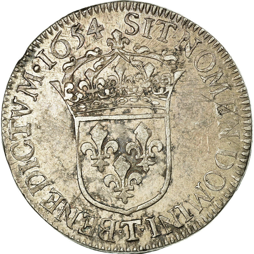 Coin, France, Louis XIV, 1/2 Écu à la mèche longue, 1/2 Ecu, 1654, Nantes