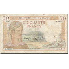 Frankrijk, 50 Francs, Cérès, 1933, 1939-03-30, B, Fayette:18.24, KM:85b
