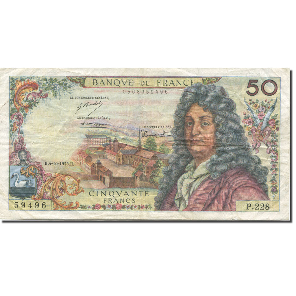 France, 50 Francs, Racine, 1962, 1973-10-04, TB, Fayette:64.24, KM:148d
