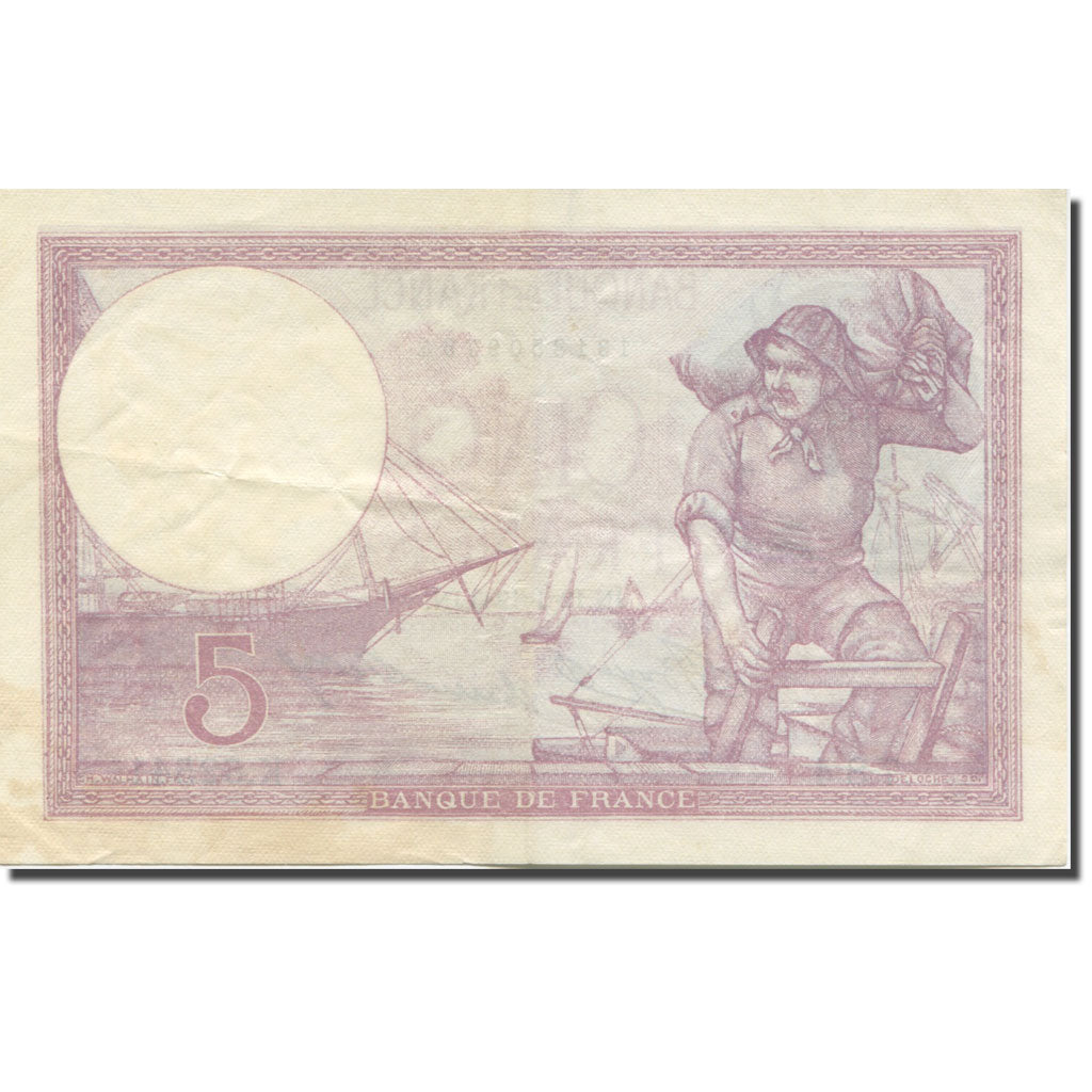 Francia, 5 Francs, Violet, 1917, 1933-01-12, BB, Fayette:3.17, KM:72e