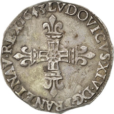 Louis XIV, 1/4 Ecu frappé au marteau titulature côté croix 1643 Bordeaux, KM 142