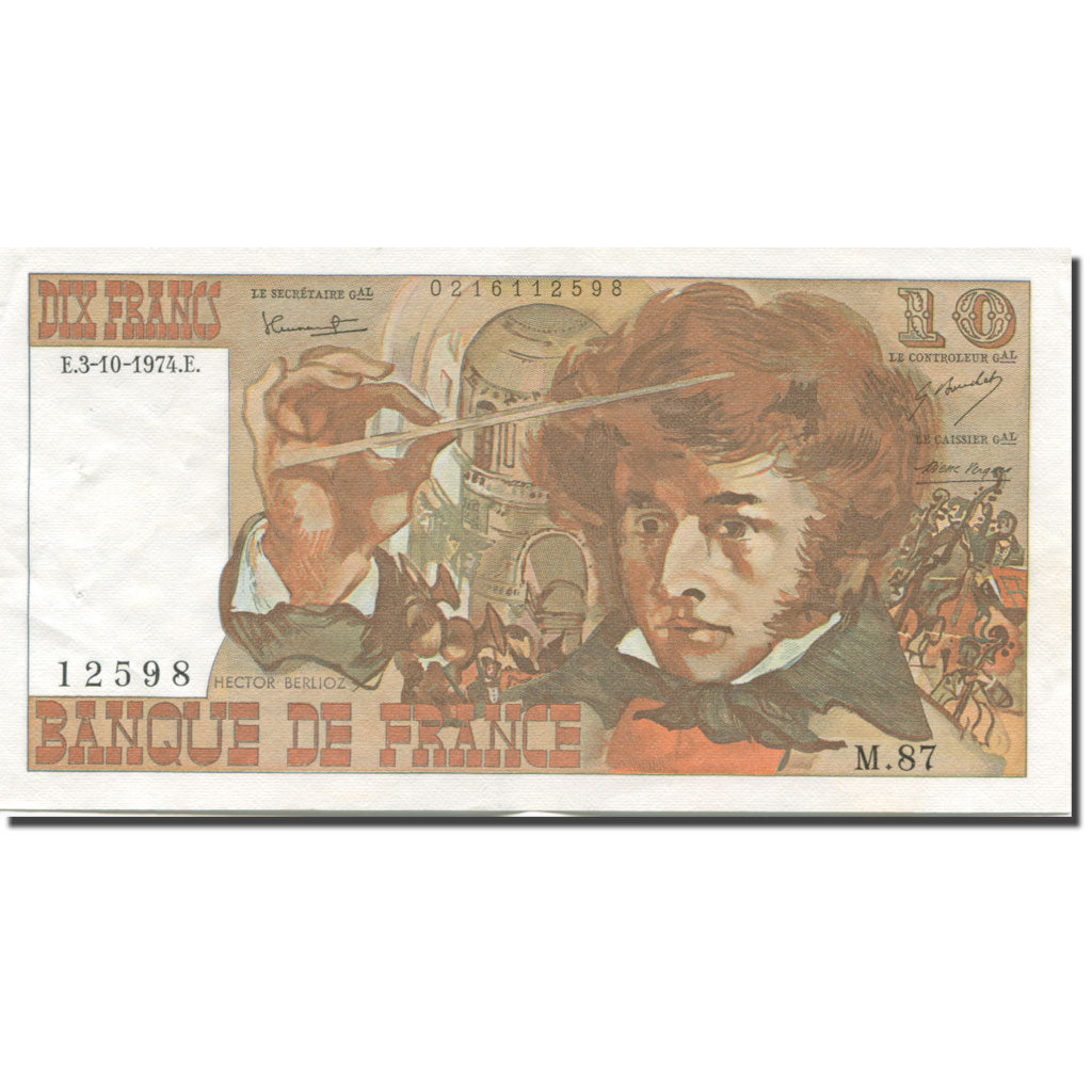 Francia, 10 Francs, Berlioz, 1972, 1974-10-03, SPL-, Fayette:63.7a, KM:150a