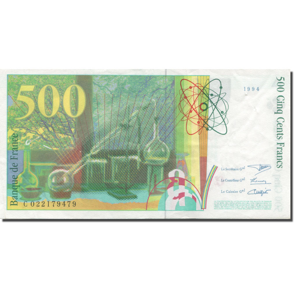 France, 500 Francs, Pierre et Marie Curie, 1993, 1994, AU(50-53), Fayette:76.1