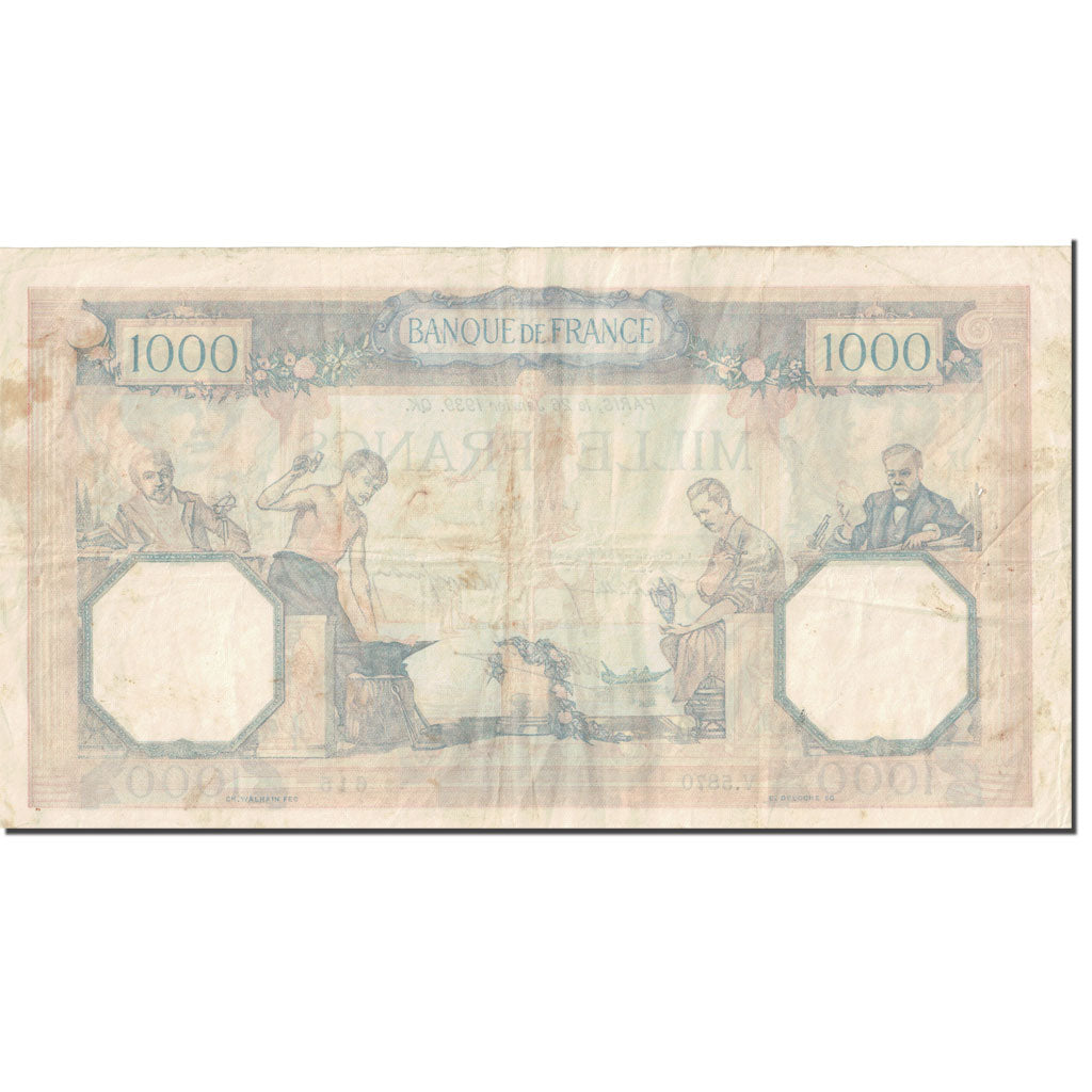 Frankrijk, 1000 Francs, Cérès et Mercure, 1927, 1939-01-26, B+, Fayette:38.33