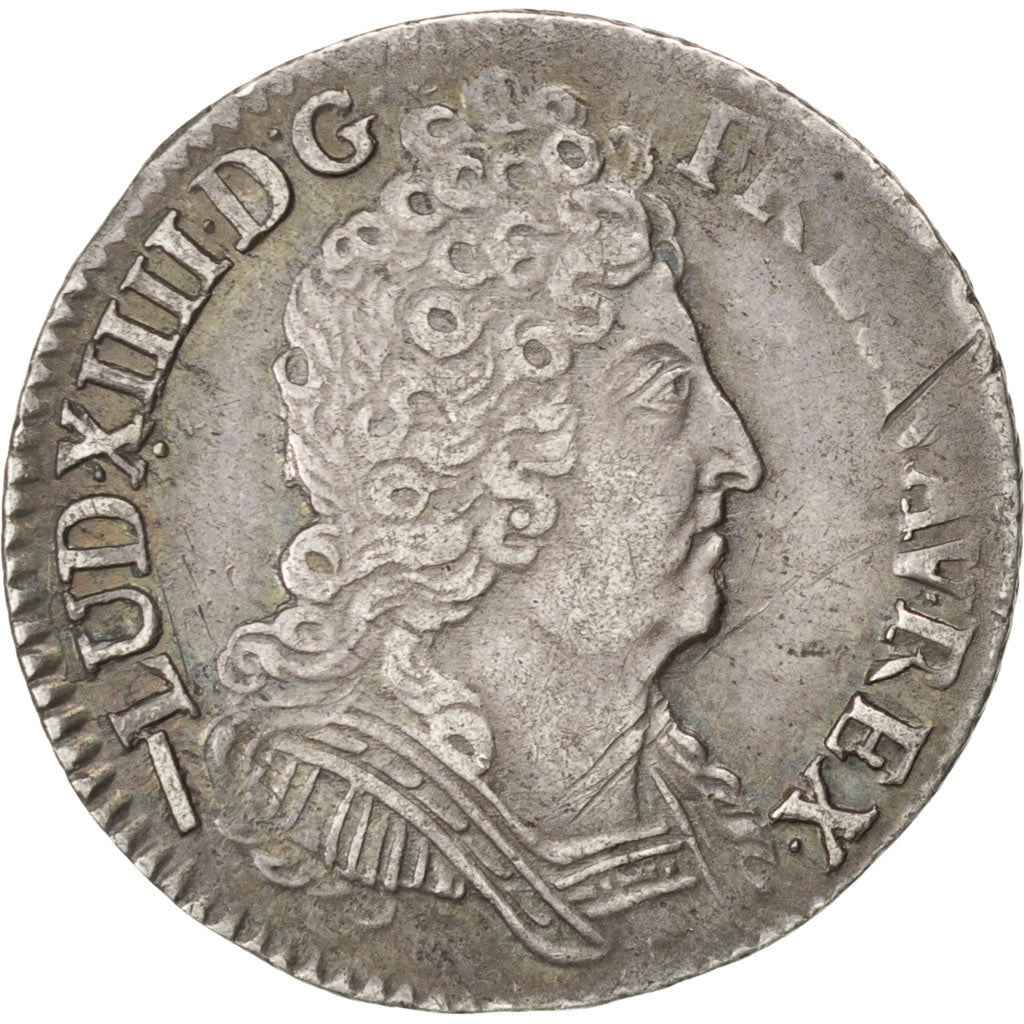 FRANCE, 1/10 Écu aux 3 couronnes, 1/10 ECU, 1715, Lille, KM #379.19, EF(40-45), 