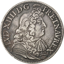 FRANCE, 1/2 Écu à la cravate, 1/2 ECU, 1681, Paris, KM #230.1, EF(40-45), Silver