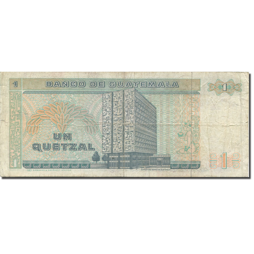 Banknote, Guatemala, 1 Quetzal, 1983, 1989-01-04, KM:66, VF(20-25)