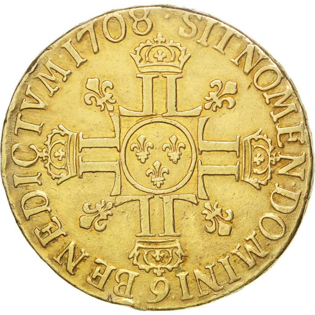 FRANCE, Écu aux 8 L 2e type, ECU, 1708, Rennes, KM #360.24, VF(30-35), Silver, .