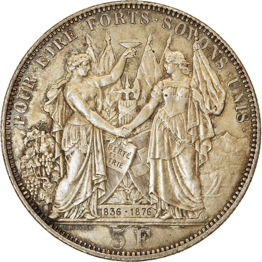 Coin, Switzerland, 5 Francs, 1876, EF(40-45), Silver, KM:S13