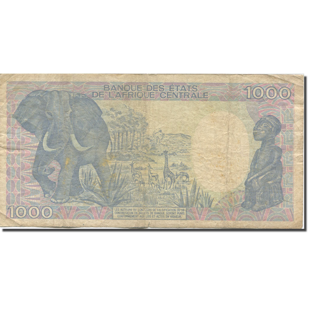 Banknote, Chad, 1000 Francs, 1985-1992, 1992-01-01, KM:10Ac, VF(30-35)