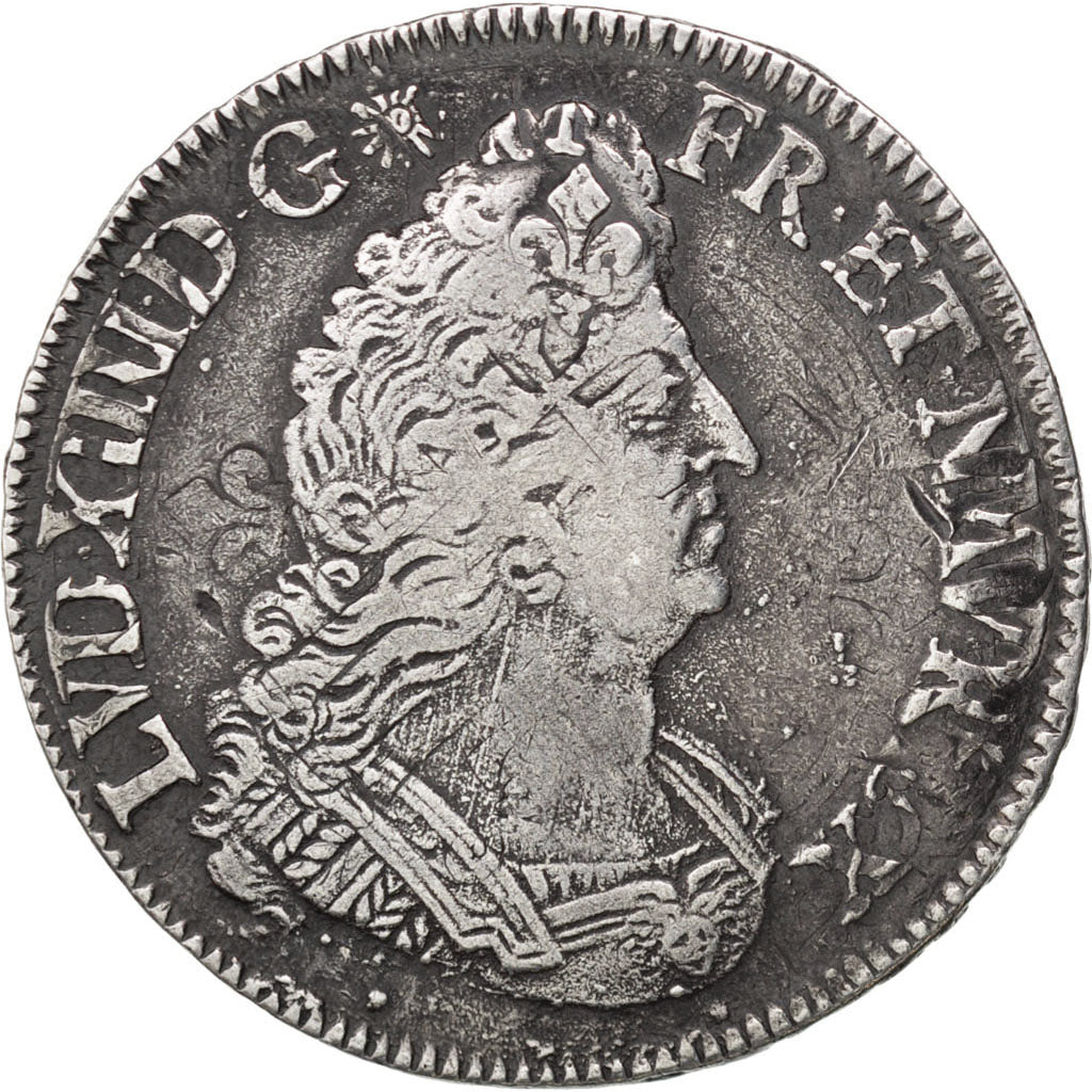 FRANCE, 1/2 Écu aux palmes, 1/2 ECU, 1694, Paris, KM #295.1, EF(40-45), Silver,