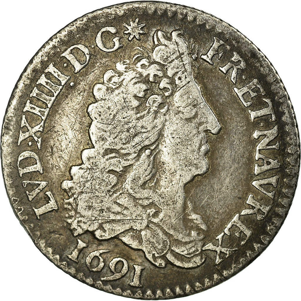 Moneta, Francia, Louis XIV, 1/12 Écu aux 8 L, 1/12 ECU, 10 Sols, 1691, Paris