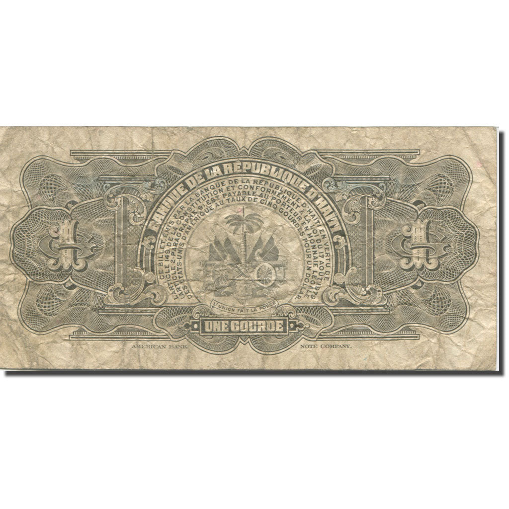 Banknote, Haiti, 1 Gourde, 1919, 1919, KM:200a, F(12-15)