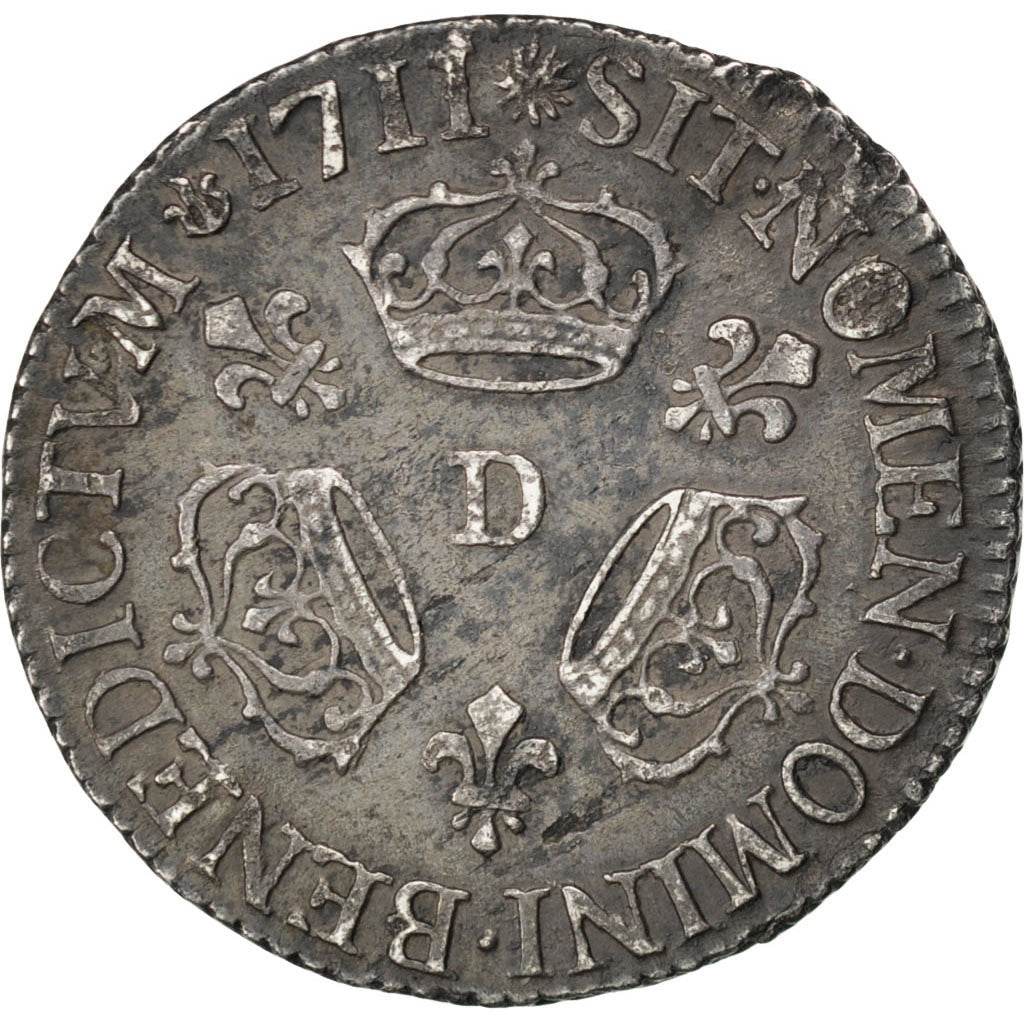 Louis XIV, 1/10 Ecu aux 3 couronnes 1711 Lyon, KM 379.4