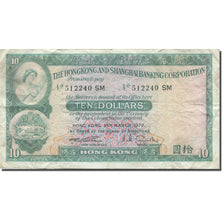 Banknot, Hong Kong, 10 Dollars, 1959, 1959, KM:182g, EF(40-45)