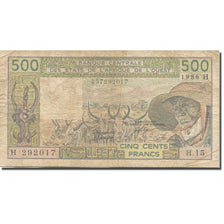 Banknote, West African States, 500 Francs, 1981-1990, 1986, KM:106Aj, EF(40-45)