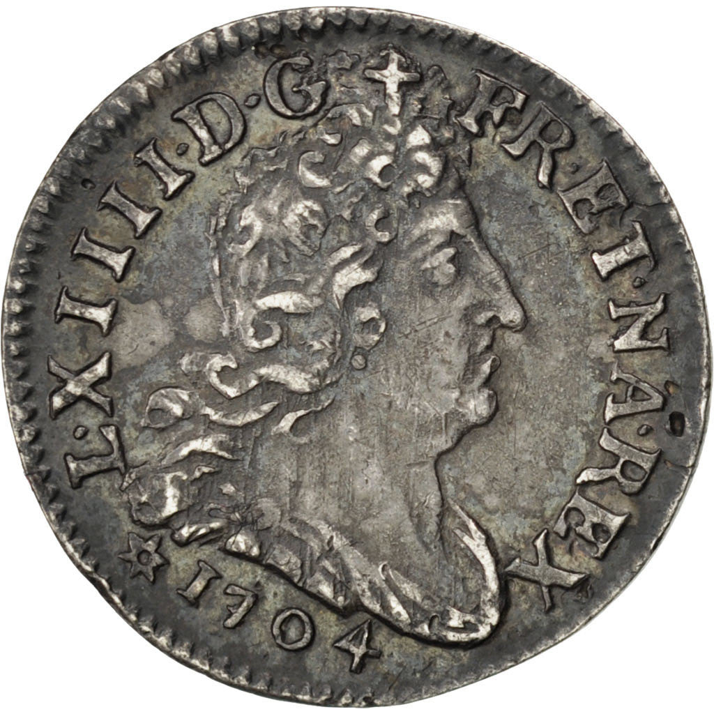 Francia, Louis XIV, 5 Sols aux insignes, 5 Sols, 1/16 ECU, 1704, Strasbourg,...