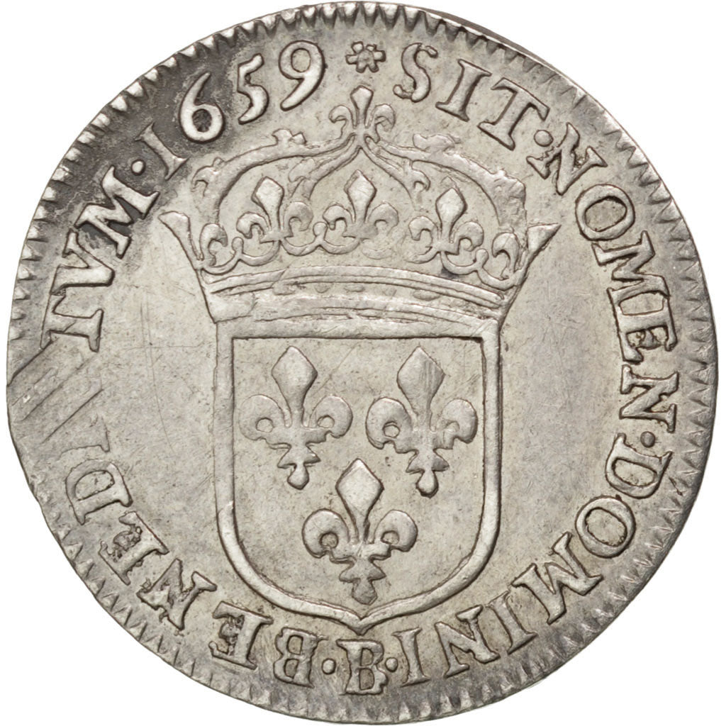 Francia, Louis XIV, 1/12 Écu au buste juvénile, 1/12 ECU, 10 Sols, 1659, Ro...