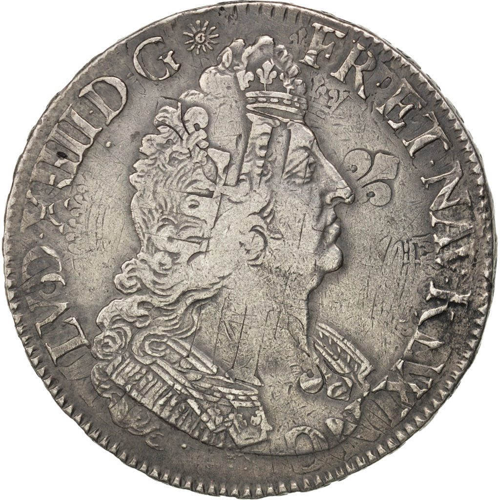 FRANCE, Écu aux palmes, ECU, 1694, Paris, KM #298.1, EF(40-45), Silver, Gadoury 