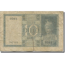 Banknote, Italy, 10 Lire, 1935, 1938, KM:25b, F(12-15)