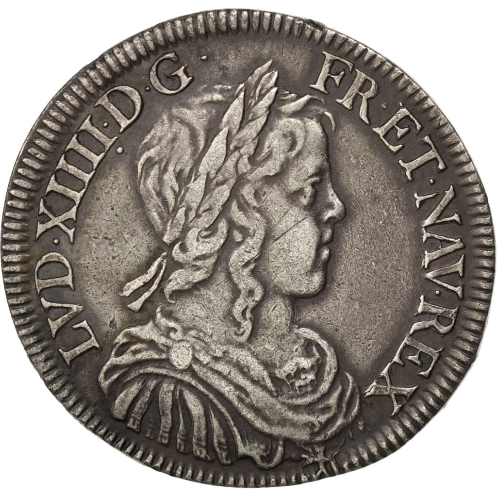 FRANCE, 1/2 Écu à la mèche longue, 1/2 ECU, 1649, Paris, KM #164.1, AU(50-53), S
