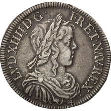 FRANCE, 1/2 Écu à la mèche longue, 1/2 ECU, 1649, Paris, KM #164.1, AU(50-53), S