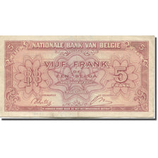 Billet, Belgique, 5 Francs-1 Belga, 1943-1945, 1943-01-01, KM:121, TB