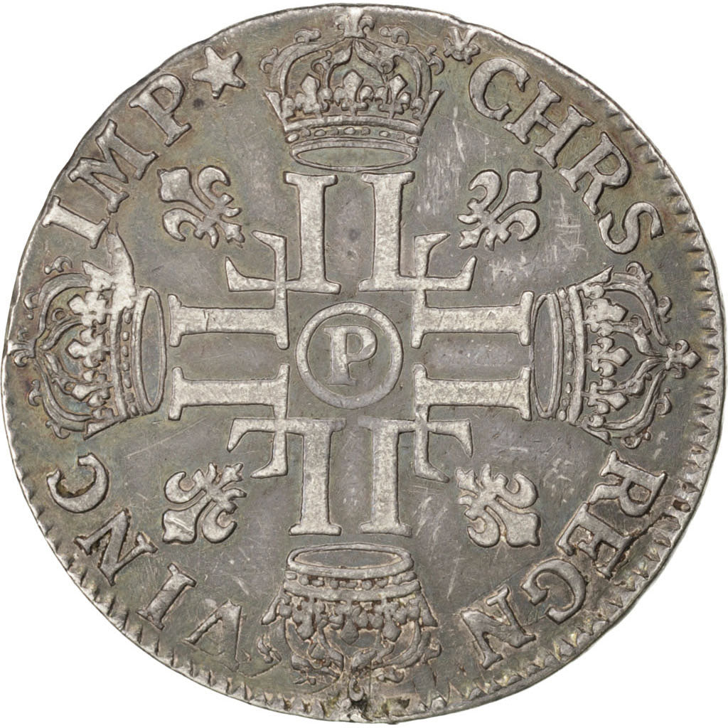 Francia, Louis XIV, 1/2 Écu aux 8 L, 1/2 Ecu, 1691, Dijon, BB, Argento, KM:2...