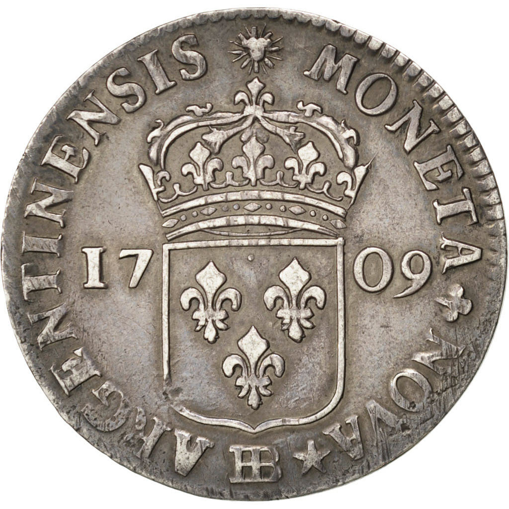FRANCE, 44 Sols de Strasbourg, 1/2 ECU, 44 Sols, 1709, Strasbourg, KM #409.2,...