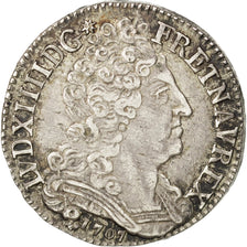 FRANCE, 20 Sols aux insignes, 1/4 ECU, 1707, La Rochelle, KM #376.4, AU(50-53),.