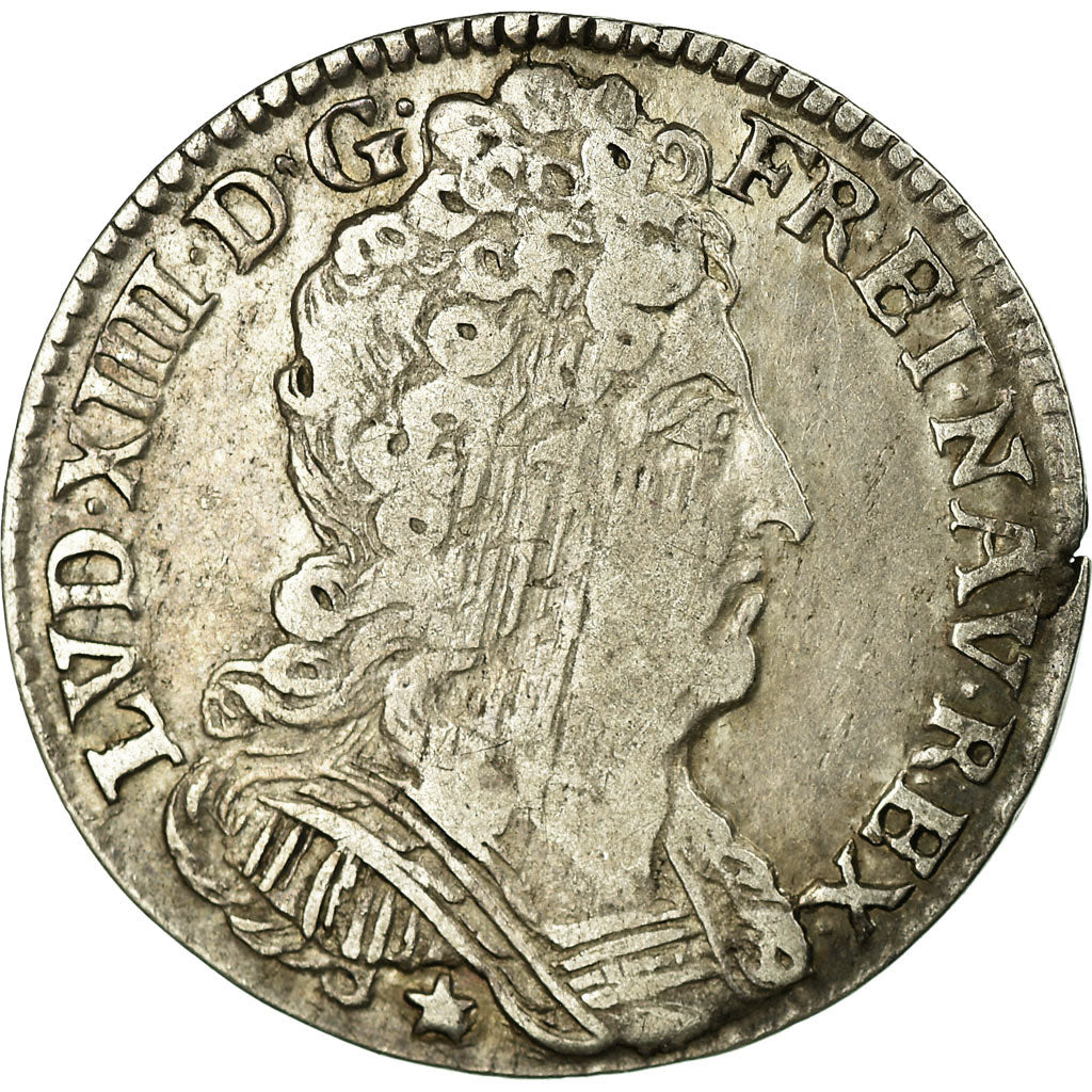 Moneda, Francia, Louis XIV, 11 Sols de Strasbourg, 10 Sols-1/8 Ecu, 1711