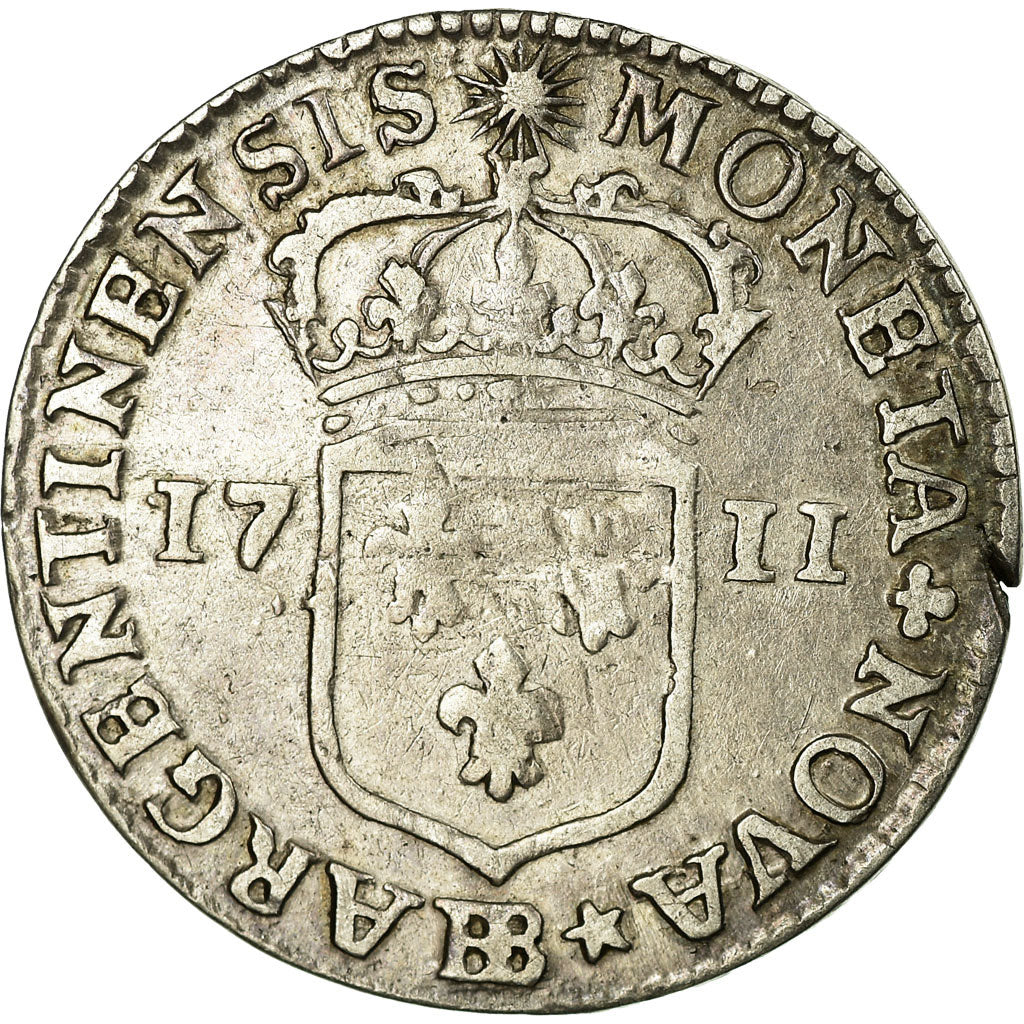 Moneda, Francia, Louis XIV, 11 Sols de Strasbourg, 10 Sols-1/8 Ecu, 1711