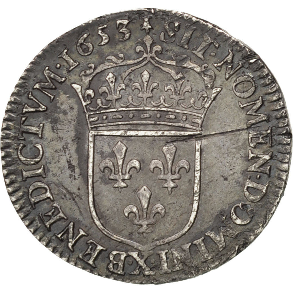 Munten, Frankrijk, Louis XIV, 1/12 Écu à la mèche longue, 1/12 ECU, 10 Sols