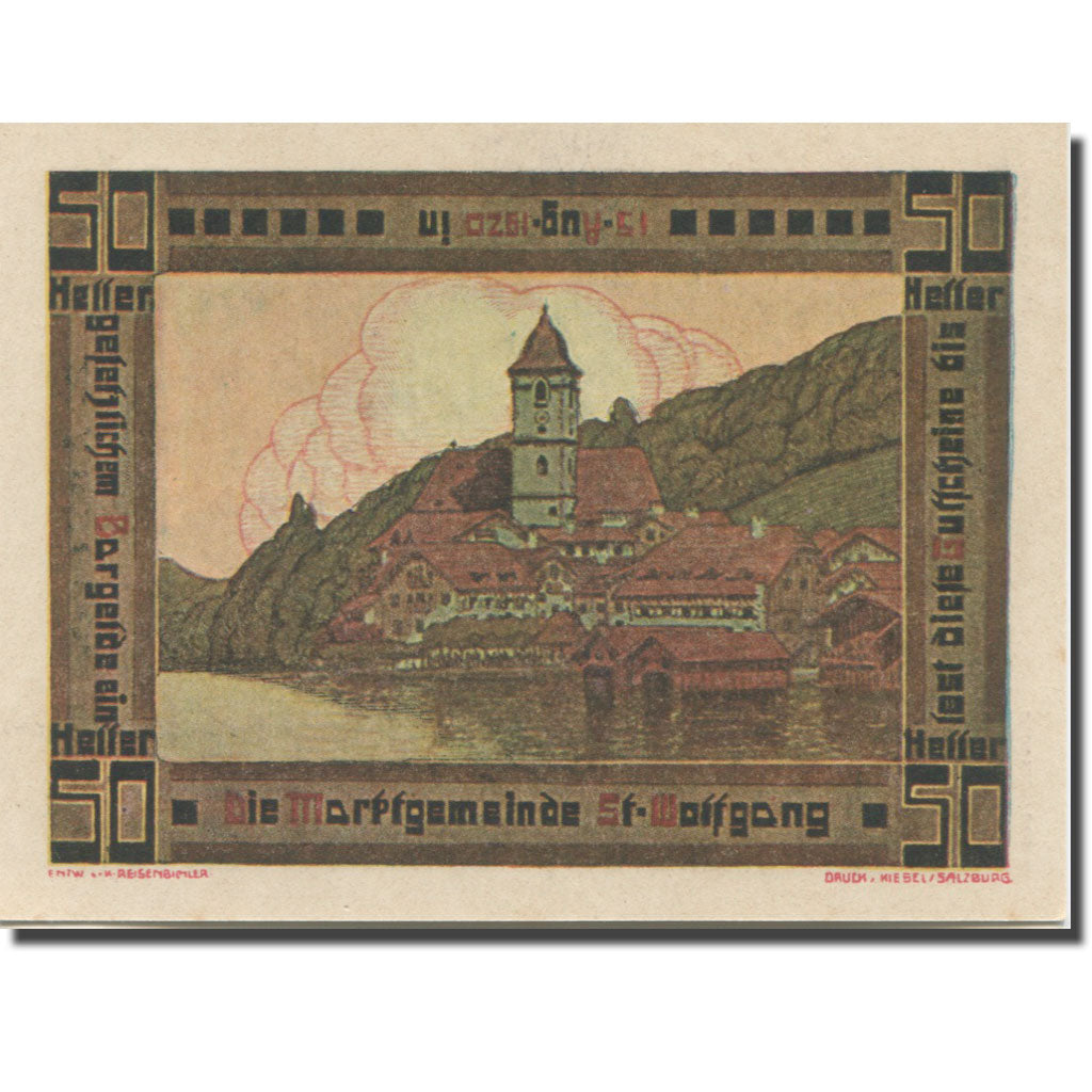 Banknote, Austria, St Wolfgang, 50 Heller, Village 7, 1920 UNC(63) Mehl:FS 947a