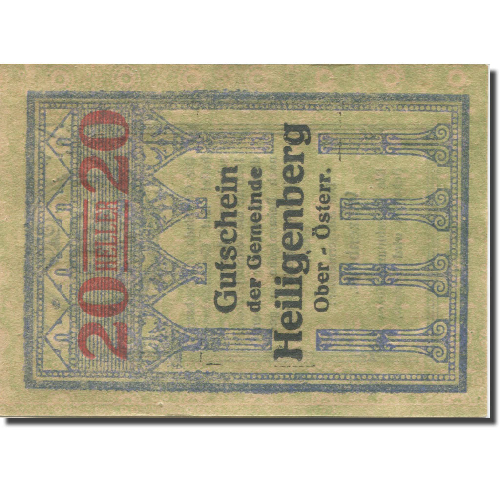 Banknote, Austria, Heiligenberg 20 Heller, colonne 2, 1920 UNC(63) Mehl:FS 361Ia