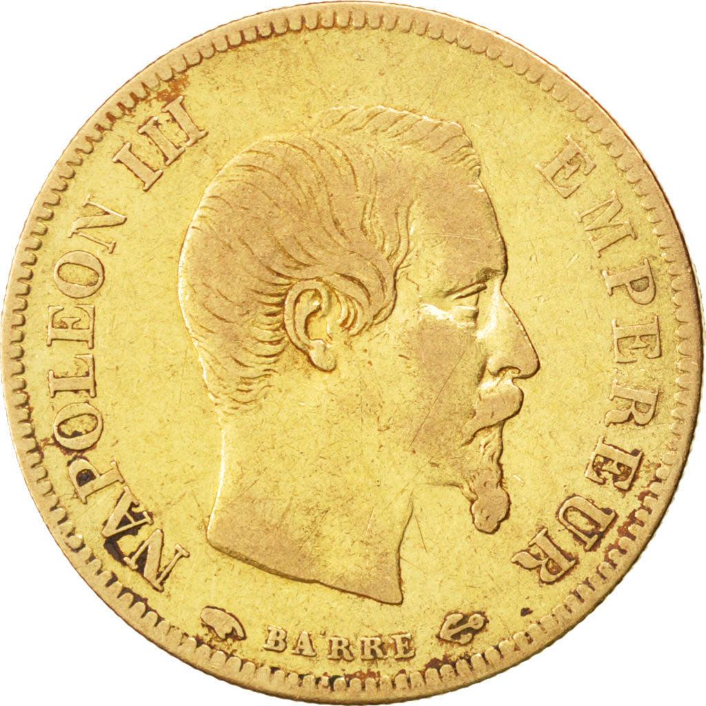 Francia, Napoleon III, Napoléon III, 10 Francs, 1855, Paris, MB+, Oro, KM:78...