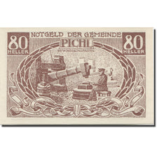 Banknote, Austria, Pichl, 80 Heller, forgeron 3, 1920, UNC(65-70), Mehl:FS 7481