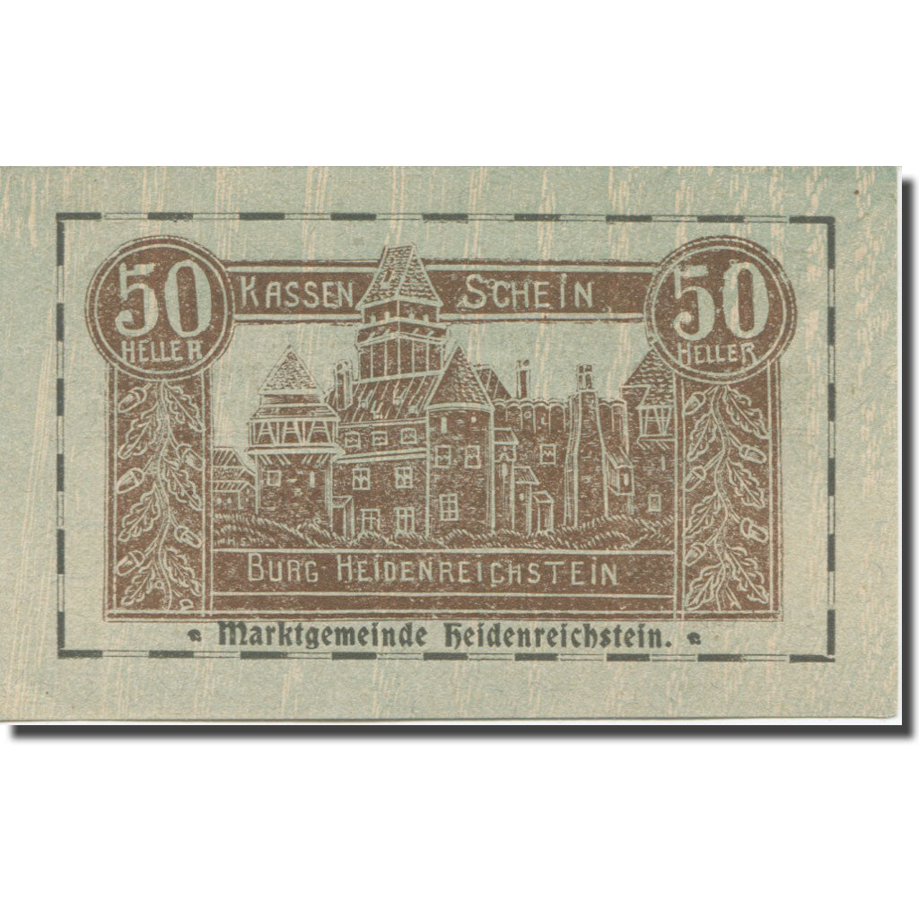 Banknote, Austria, Heidenreichstein 50Heller château 1920 UNC(63) Mehl:FS 360II